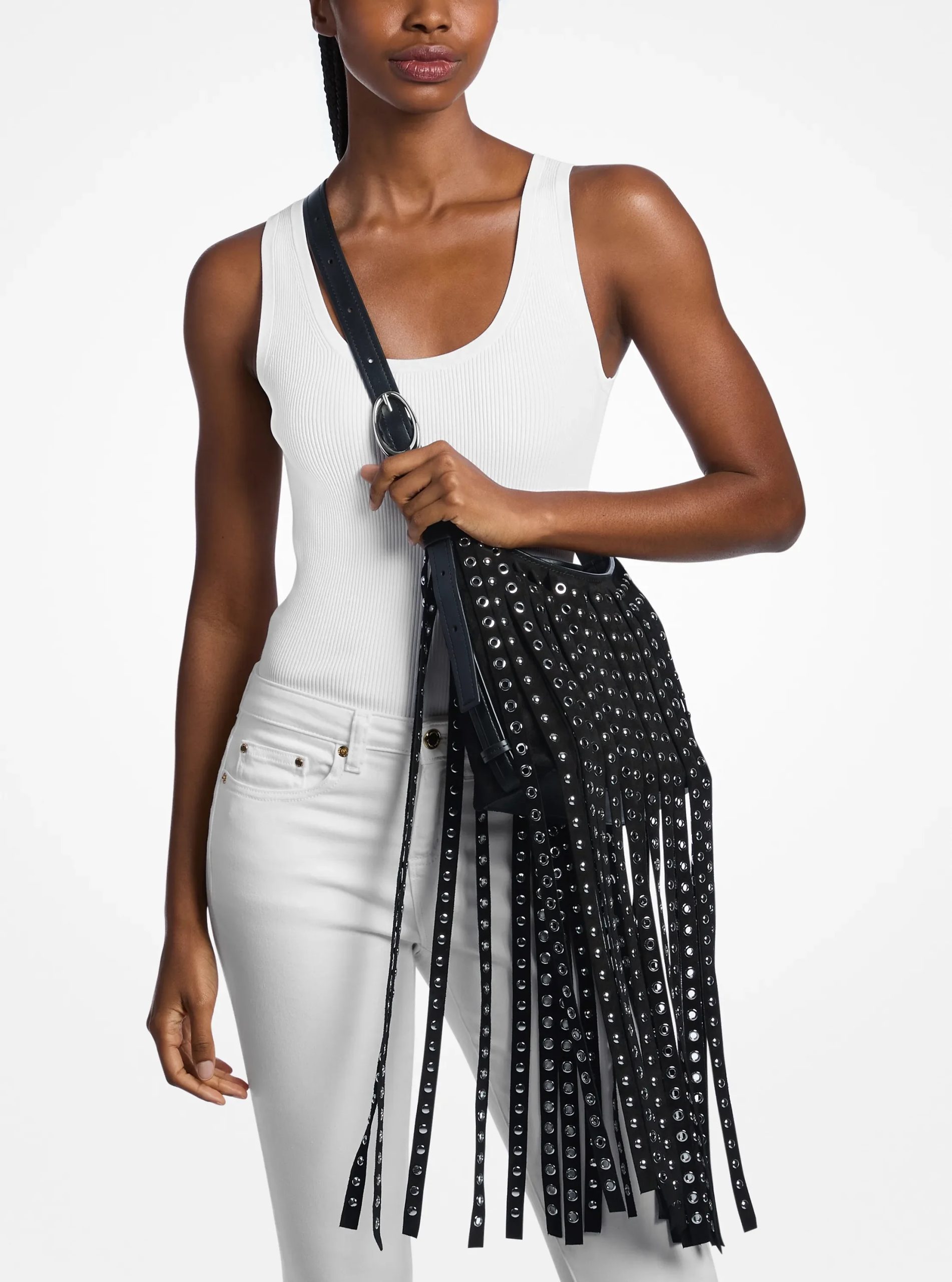 Michael Kors Nolita Small Studded Fringed Suede Messenger Bag - Preorder