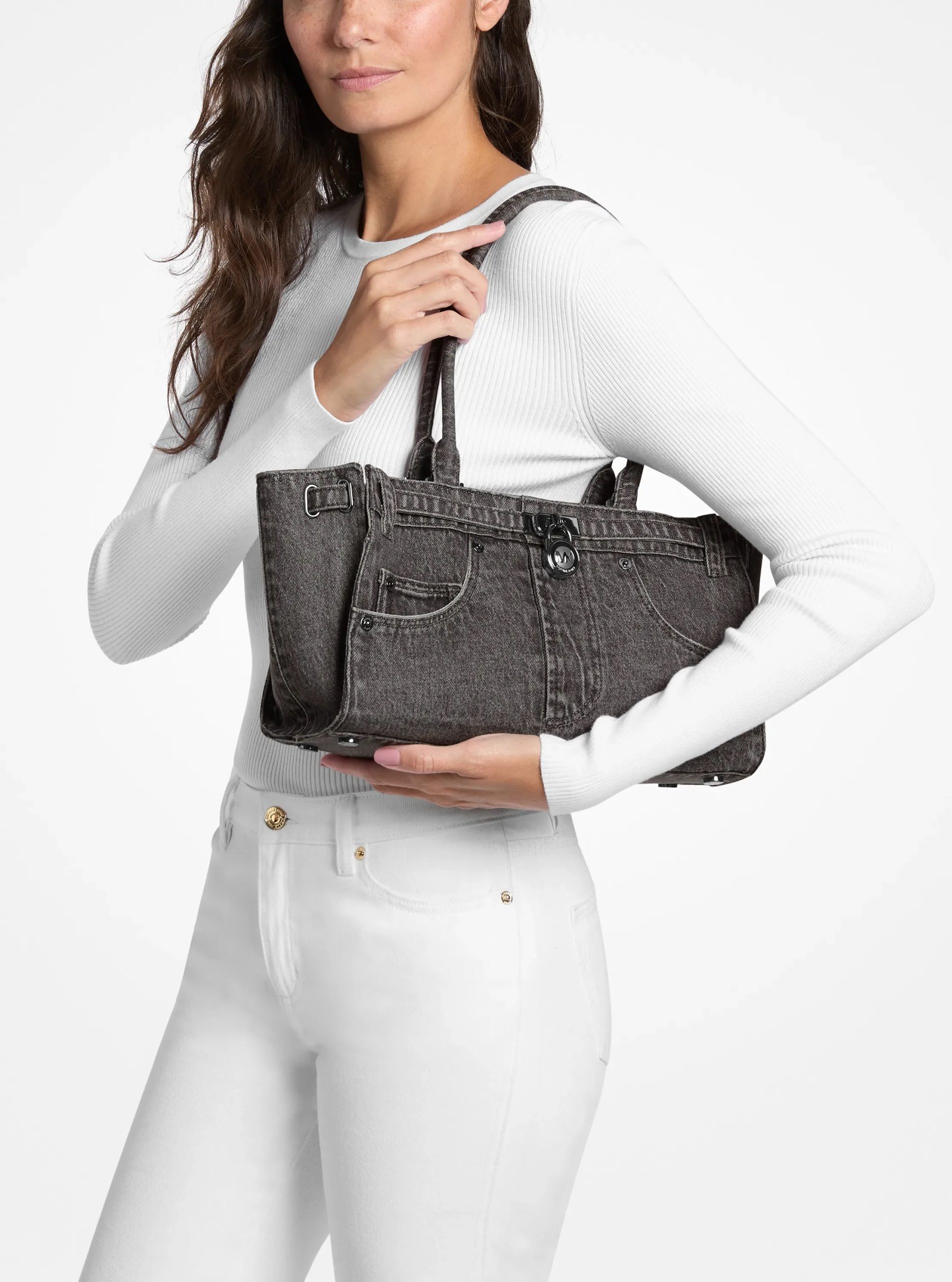 Michael Kors Hamilton Small Washed Denim Satchel - Preorder - Image 7