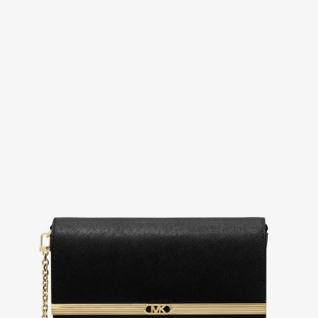 Michael Kors Mona Large Saffiano Leather Clutch - Preorder — Black