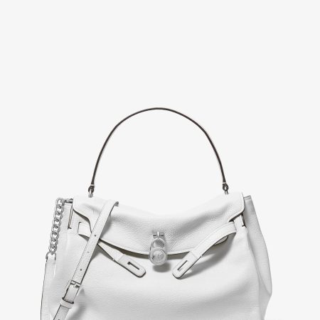 Michael Kors Hamilton Moderne Large Textured Leather Satchel - Preorder — Optic White
