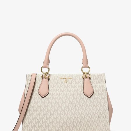 Michael Kors Marilyn Medium Logo Satchel - Preorder — Vanilla Soft Pink