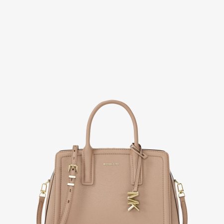 Michael Kors Laila Small Pebbled Leather Satchel - Preorder — Khaki