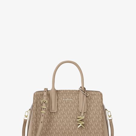 Michael Kors Laila Small Signature Logo Satchel - Preorder — Khaki