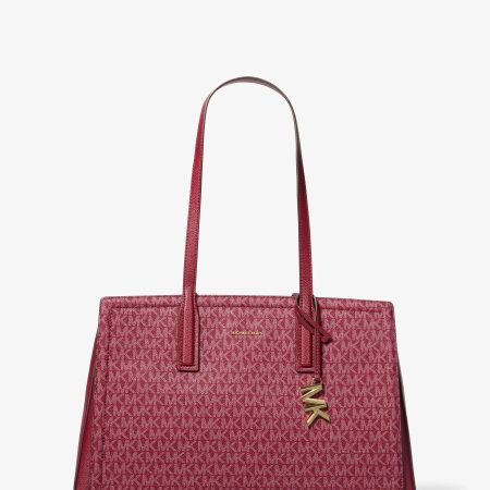 Michael Kors Laila Medium Signature Logo Tote Bag - Preorder — Deep Red