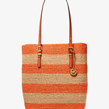 Michael Kors Quinn Large Hand-Crocheted Straw Tote Bag - Preorder — Orange Punch