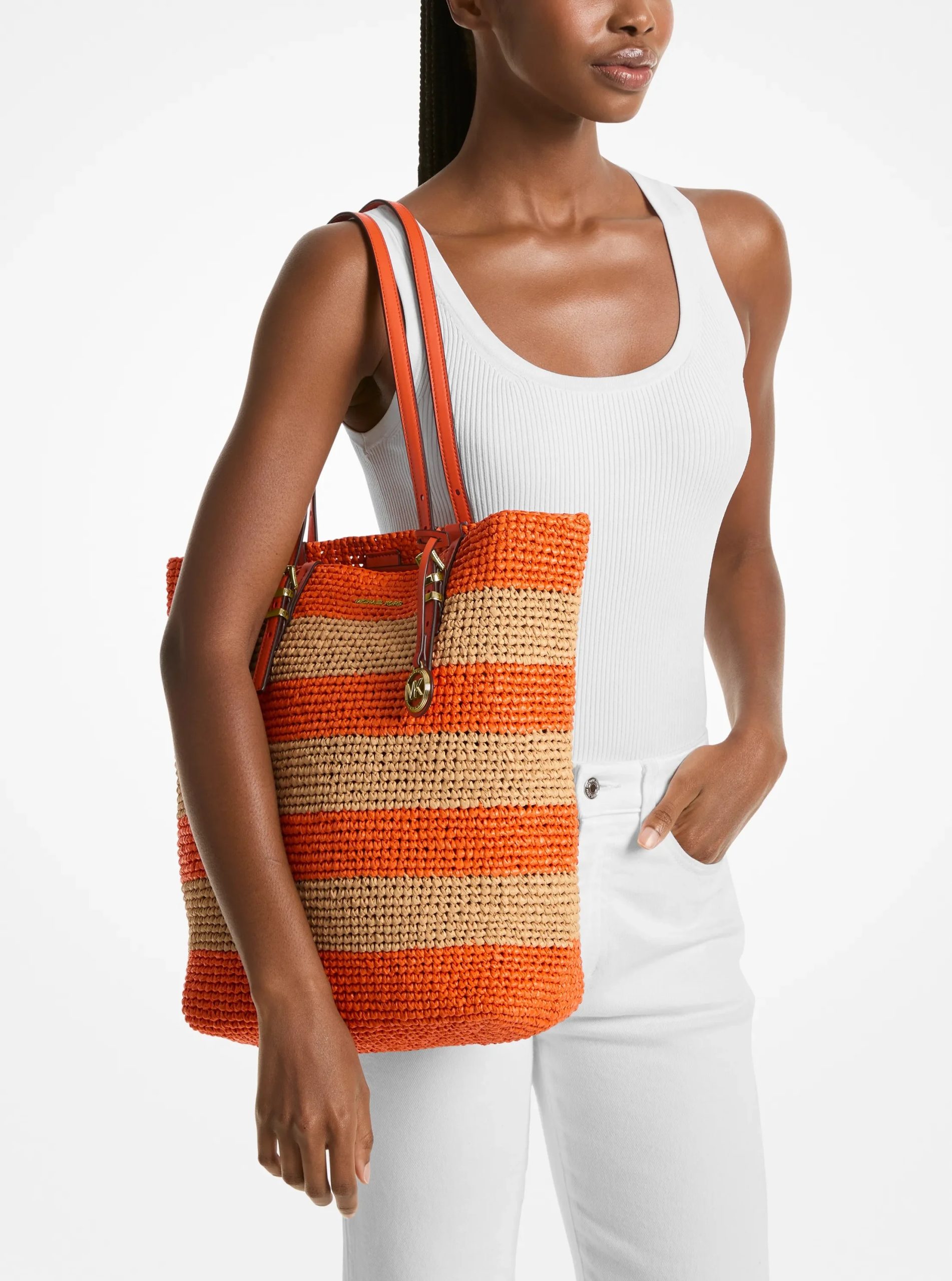 Michael Kors Quinn Large Hand-Crocheted Straw Tote Bag - Preorder