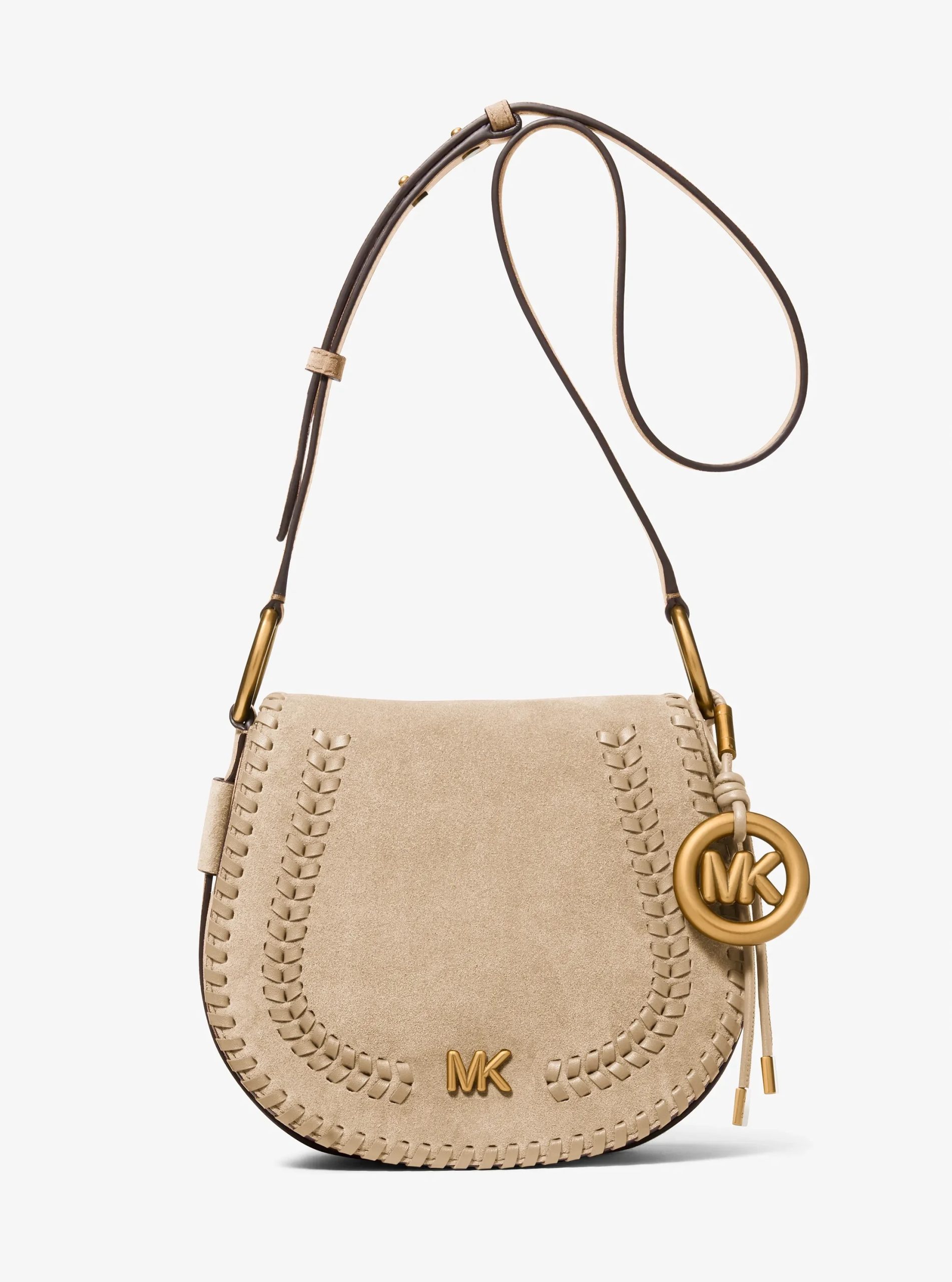 Michael Kors Josie Medium Whipstitched Suede Saddle Bag - Preorder