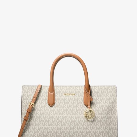 Michael Kors Scarlett Medium Signature Logo Satchel - Preorder — Vanilla Acorn
