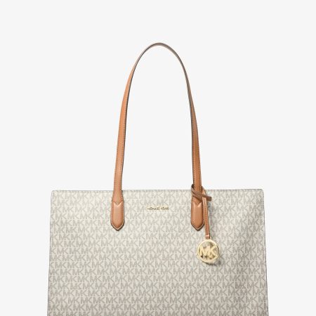 Michael Kors Scarlett Medium Signature Logo Tote Bag - Preorder — Vanilla Acorn
