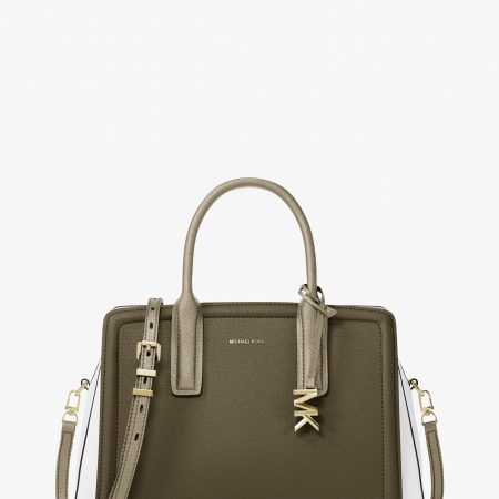Michael Kors Laila Medium Color-Block Pebbled Leather Satchel - Preorder — Loden Multi