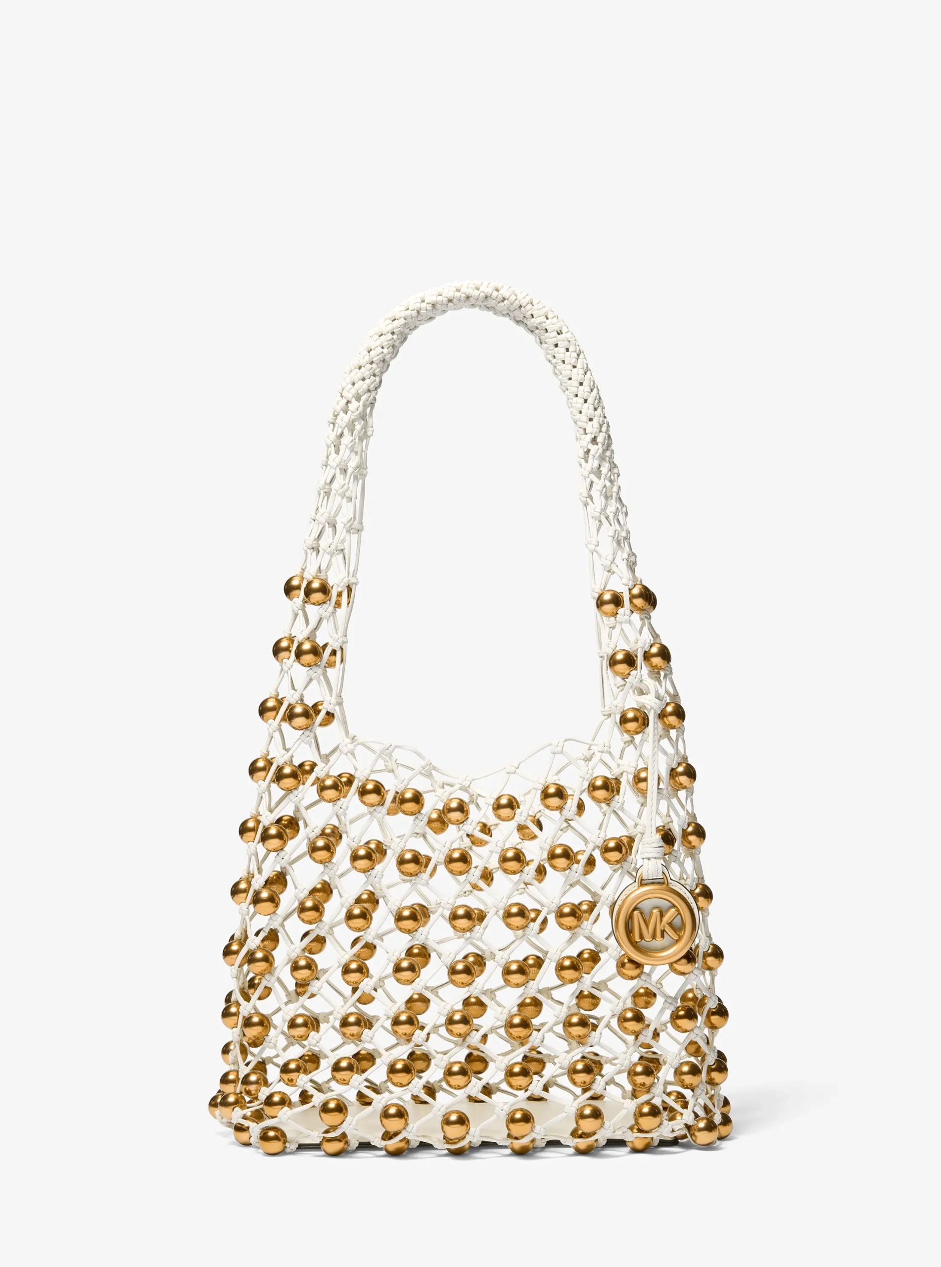 Michael Kors Limited-Edition Gwen Small Studded Hand-Woven Leather Hobo Shoulder Bag - Preorder