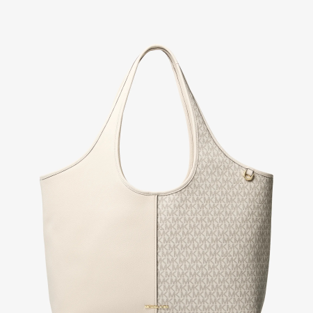Michael Kors Henly Large Signature Logo and Textured Tote Bag - Preorder — Van Cream