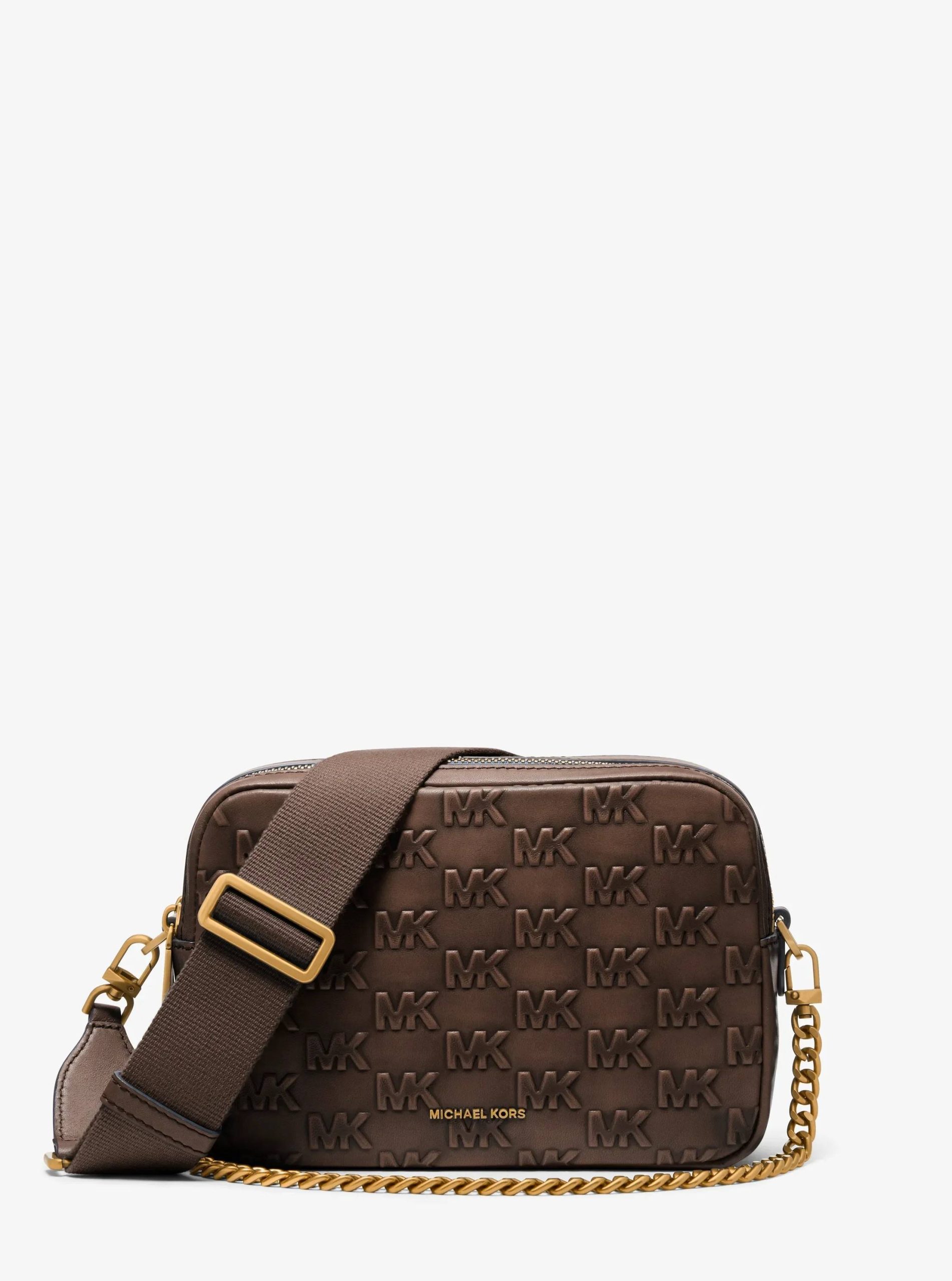 Michael Kors Bryant Medium Logo Embossed Burnished Leather Crossbody Bag - Preorder