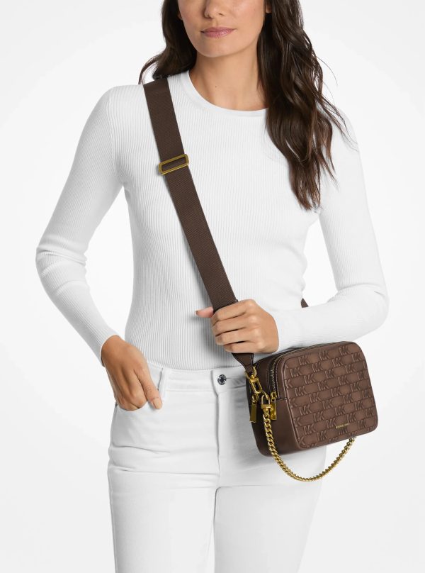 Michael Kors Bryant Medium Logo Embossed Burnished Leather Crossbody Bag - Preorder