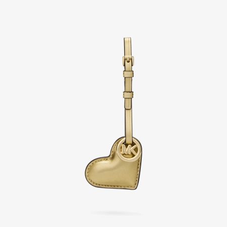 Michael Kors Metallic Puffy Heart Leather Bag Charm - Preorder — Pale Gold