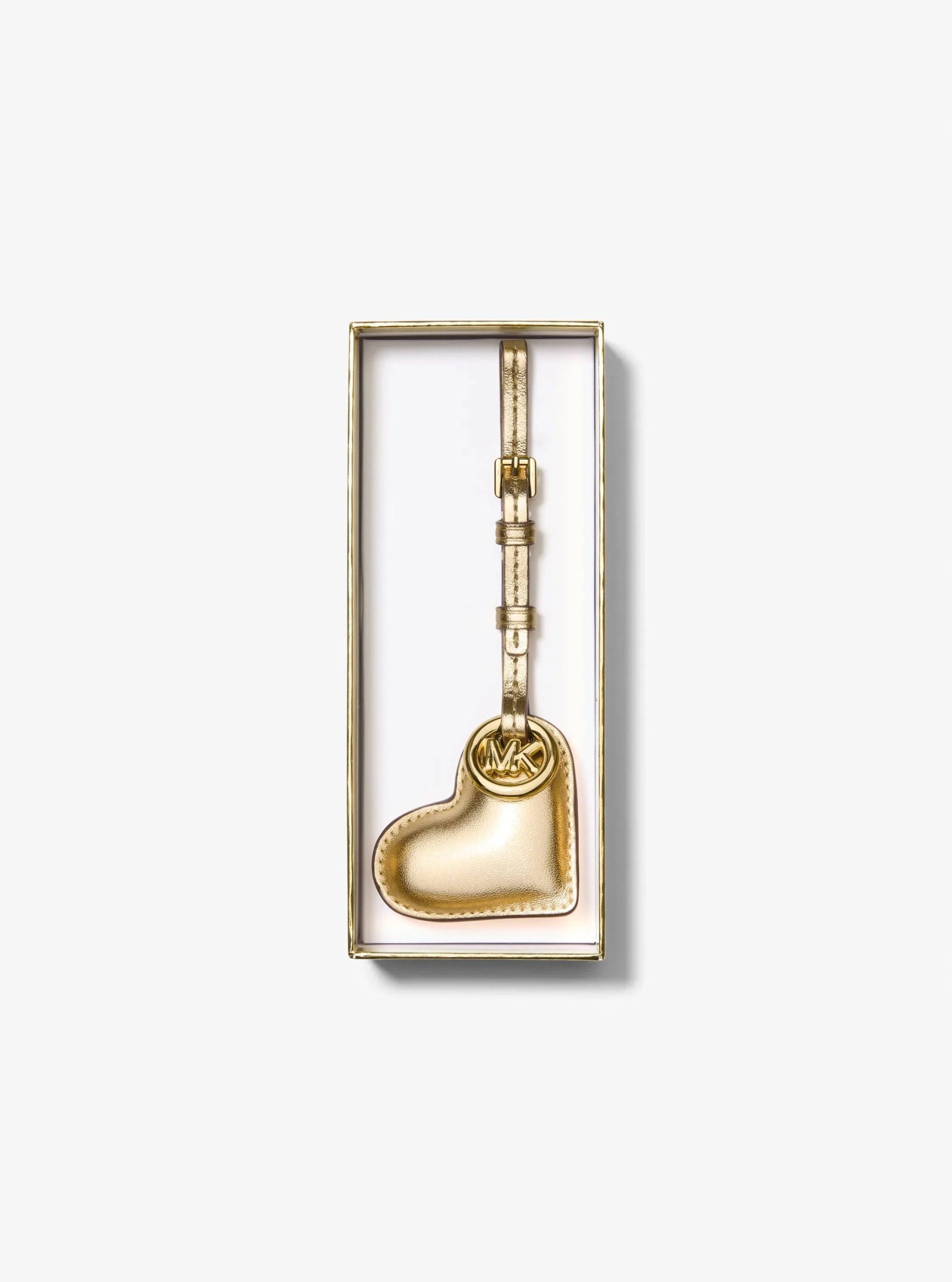 Michael Kors Metallic Puffy Heart Leather Bag Charm - Preorder