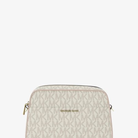 Michael Kors Jet Set Small Signature Logo Camera Crossbody Bag - Preorder — Vanilla/Soft Pink