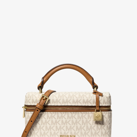 Michael Kors Jana Extra-Small Signature Logo Convertible Crossbody Bag - Preorder — Vanilla/Acorn