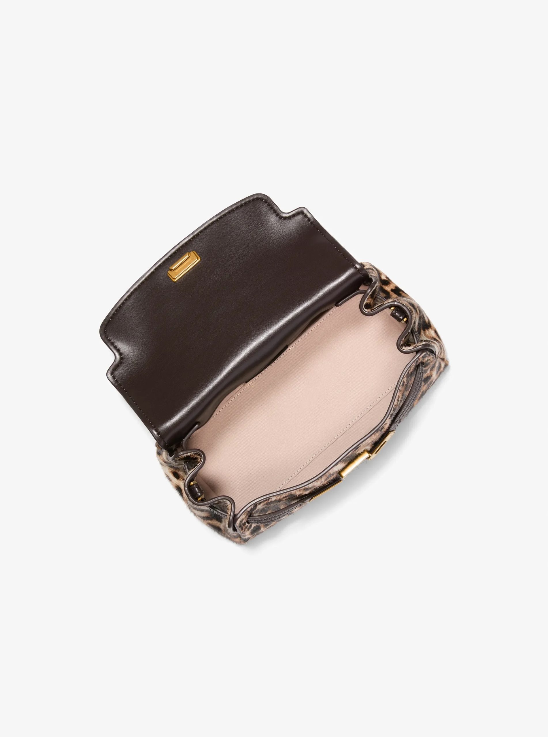 Michael Kors Hamilton Extra-Small Leather and Leopard Print Calf Hair Soft Crossbody Bag - Preorder
