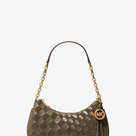 Michael Kors Nolita Medium Hand-Woven Leather Chain Pochette - Preorder — Loden