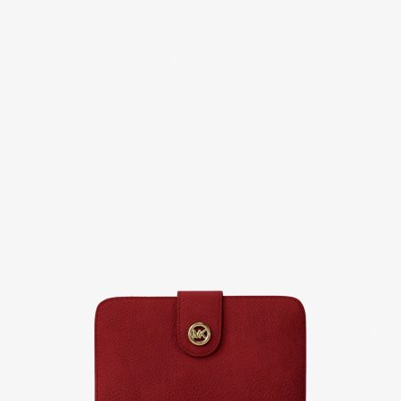 Michael Kors MK Pop Charm Medium Nubuck Wallet - Preorder — Deep Red