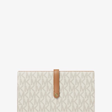Michael Kors Jet Set Travel Large Signature Logo Wallet - Preorder — Vanilla Acorn