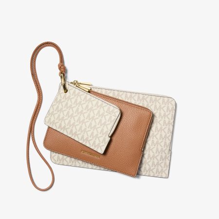 Michael Kors Jet Set 3-in-1 Smooth and Signature Logo Pouches - Preorder — Vanilla Acorn