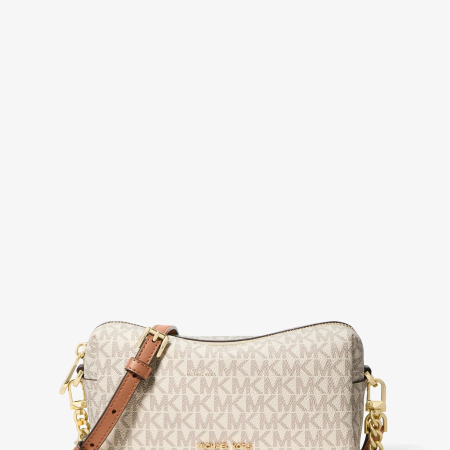 Michael Kors Bryant Small Signature Logo Crossbody Bag - Preorder — Vanilla/Acorn