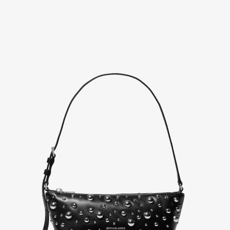Michael Kors Laila Small Studded Satin Pochette - Preorder — Black