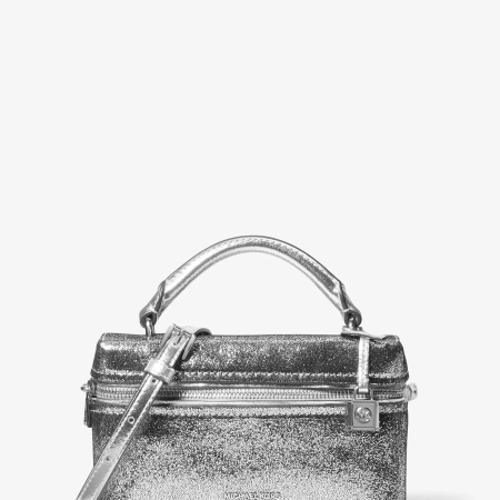 Michael Kors Jana Extra-Small Metallic Leather Crossbody Bag - Preorder — Silver
