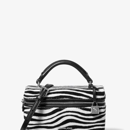 Michael Kors Jana Extra-Small Zebra Print Calf Hair Crossbody Bag - Preorder — Black Combo