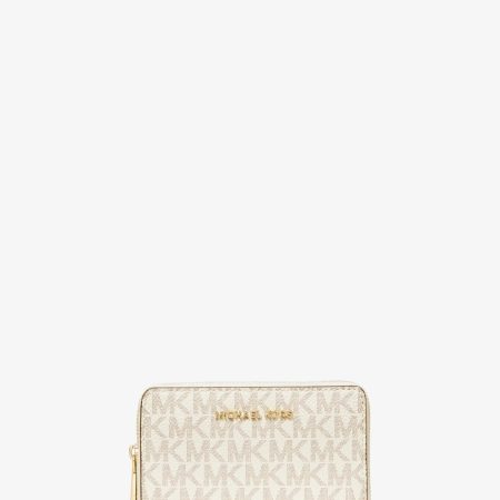 Michael Kors Small Logo and Leather Wallet - Preorder — Vanilla/Acorn