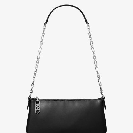 Michael Kors Empire Medium Leather Chain-Link Pochette - Preorder — Black