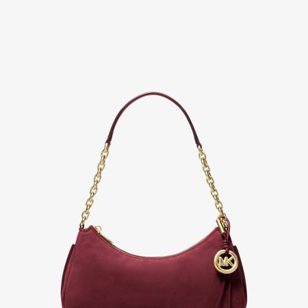 Michael Kors Nolita Medium Nubuck Chain Pochette - Preorder — Deep Red
