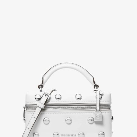 Michael Kors Jana Extra-Small Studded Leather Crossbody Bag - Preorder — Optic White