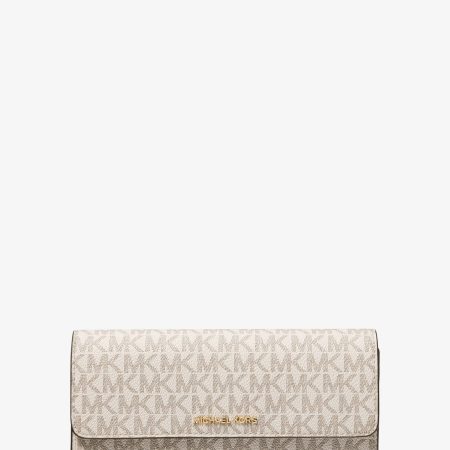 Michael Kors Jet Set Large Signature Logo Snap-Front Wallet - Preorder — Vanilla Acorn