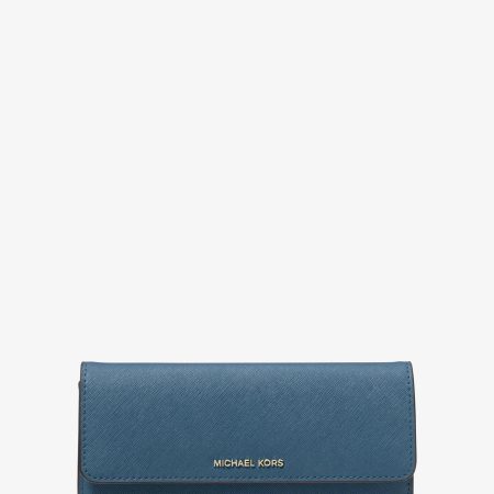 Michael Kors Jet Set Large Saffiano Leather Snap-Front Wallet - Preorder — Dk Chambray