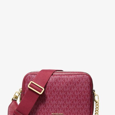 Michael Kors Bryant Medium Signature Logo Camera Crossbody Bag - Preorder — Deep Red