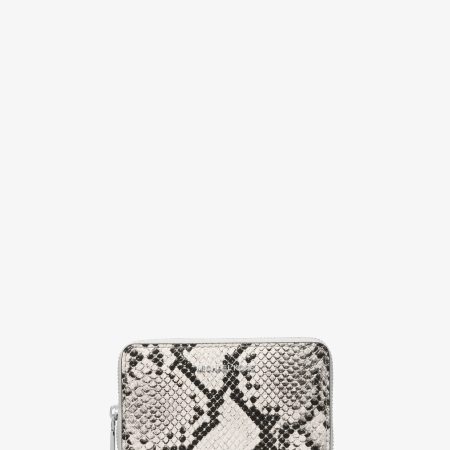 Michael Kors Jet Set Small Snake Embossed Leather Zip-Around Wallet - Preorder — Aluminum