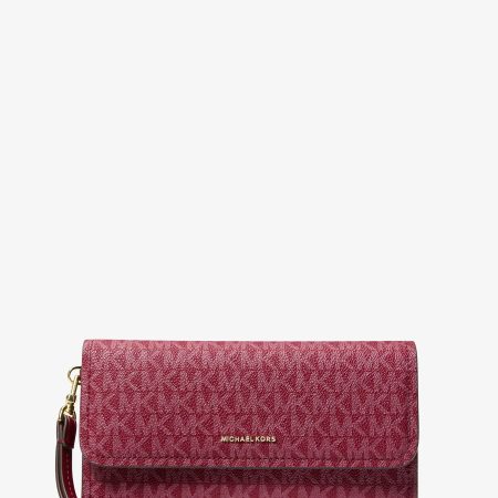 Michael Kors Jet Set Medium Signature Logo Convertible Wristlet - Preorder — Deep Red