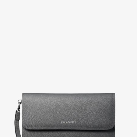 Michael Kors Jet Set Medium Pebbled Leather Convertible Wristlet - Preorder — Heather Grey