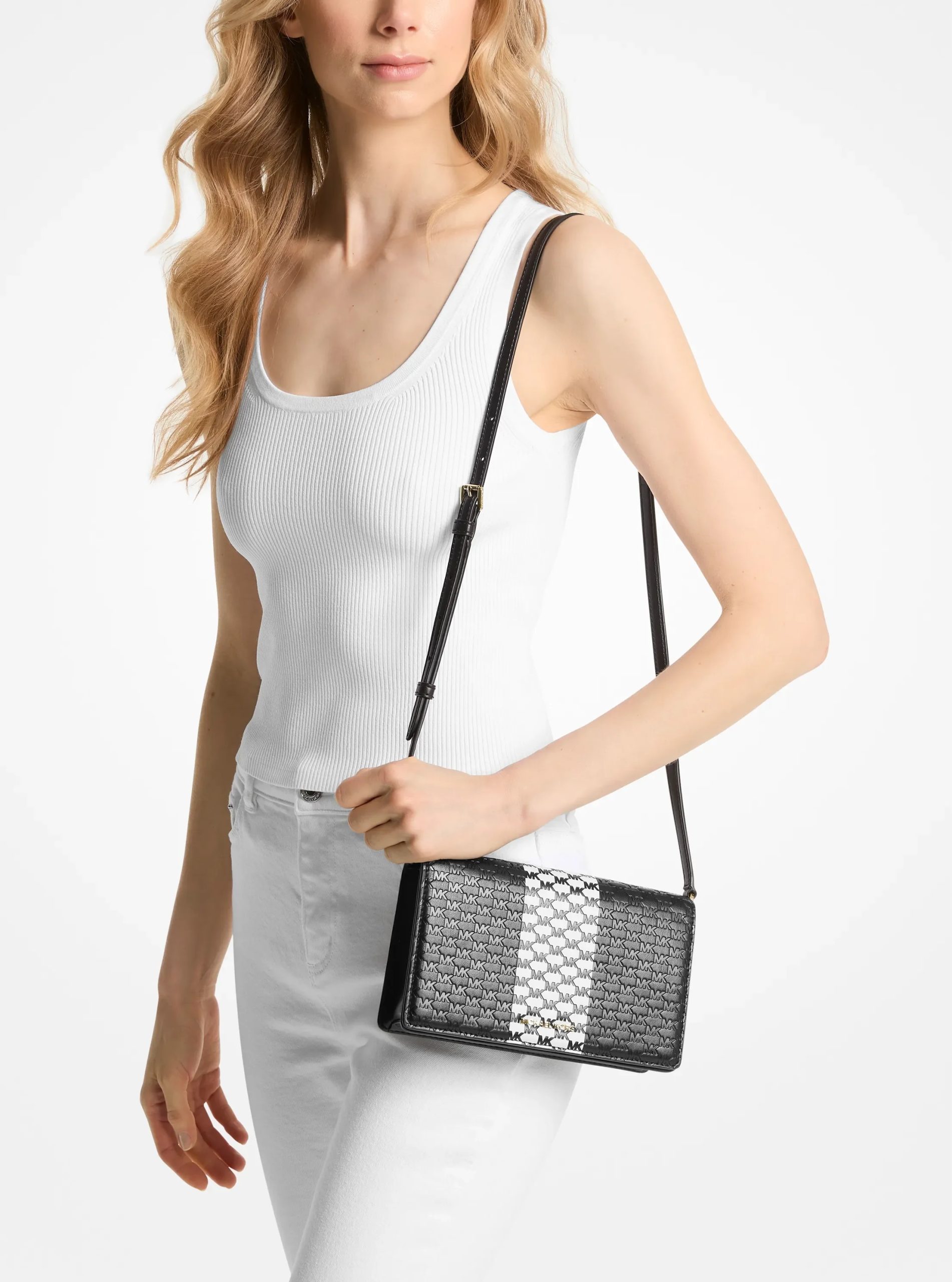 Michael Kors Jet Set Medium Logo Embossed Leather Crossbody Bag - Preorder