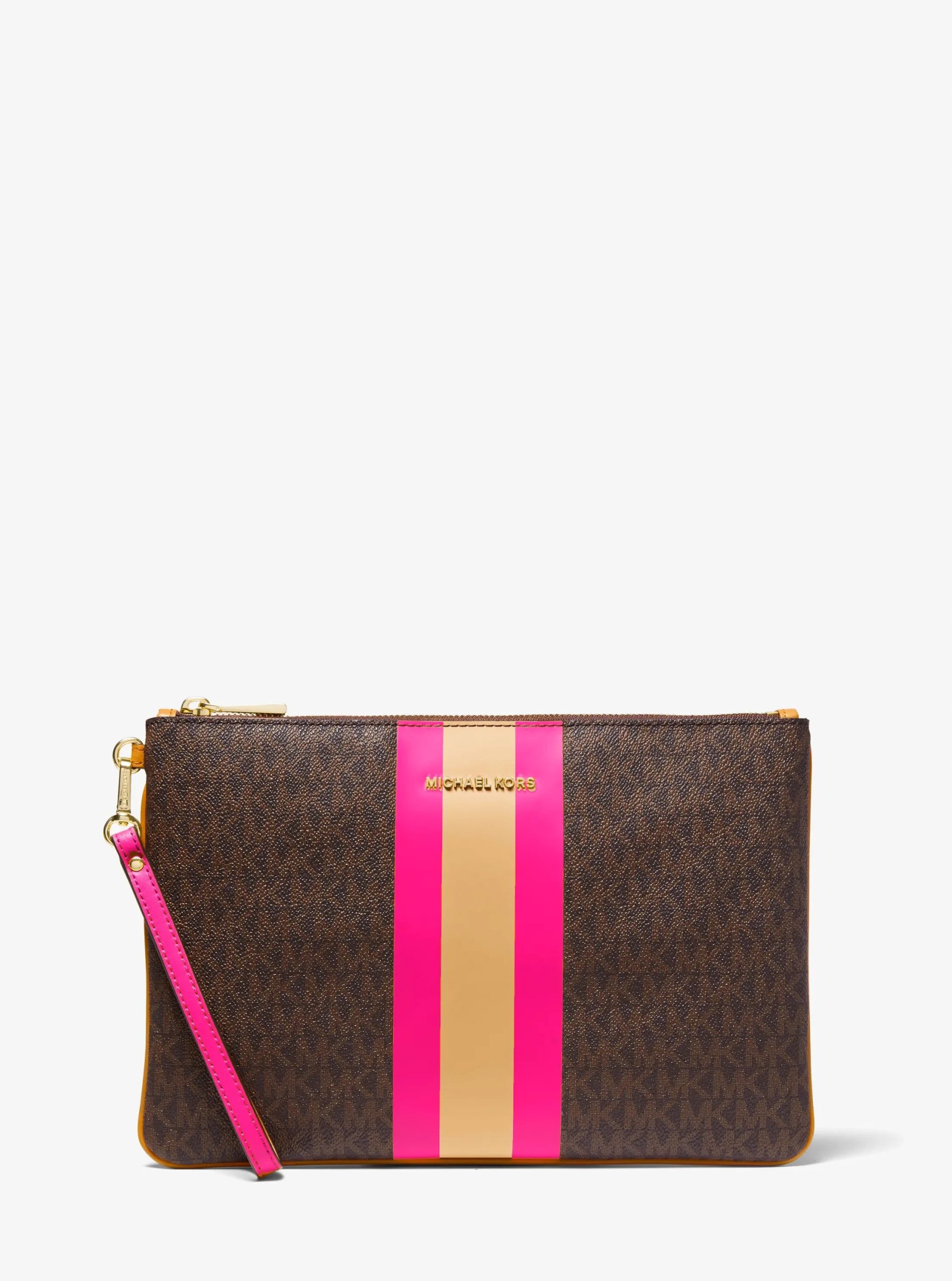 Michael Kors Large Logo Stripe Zip Pouch - Preorder