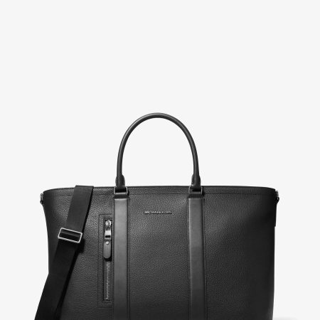 Michael Kors Hudson Pebbled Leather Tote Bag - Preorder — Black
