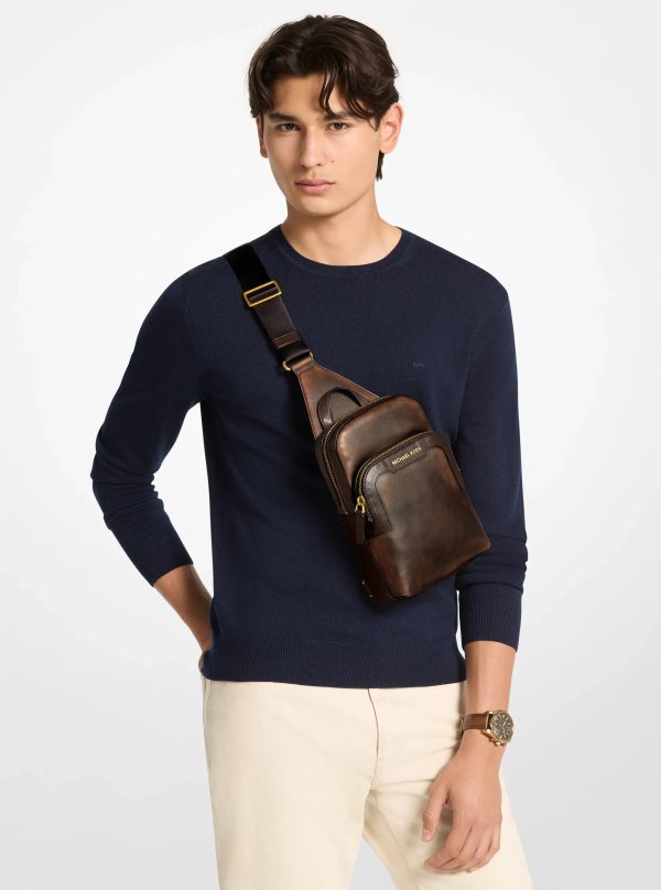 Michael Kors Hudson Medium Burnished Leather Sling Bag - Preorder