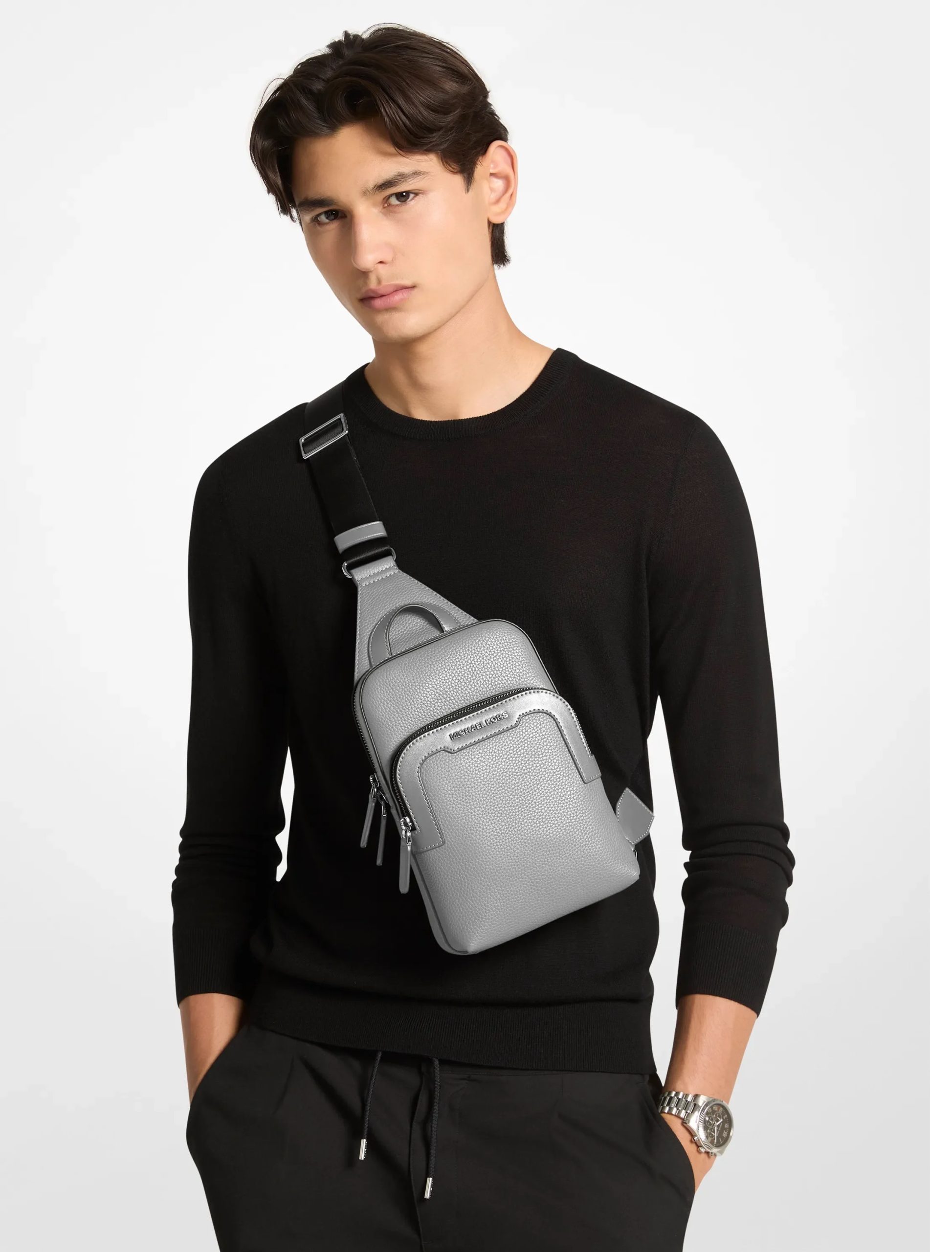 Michael Kors Hudson Medium Pebbled Leather Sling Bag - Preorder