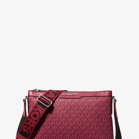 Michael Kors Hudson Signature Logo Messenger Bag - Preorder — Deep Red