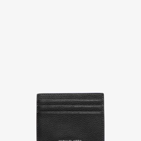 Michael Kors Hudson Pebbled Leather Card Case - Preorder — Black