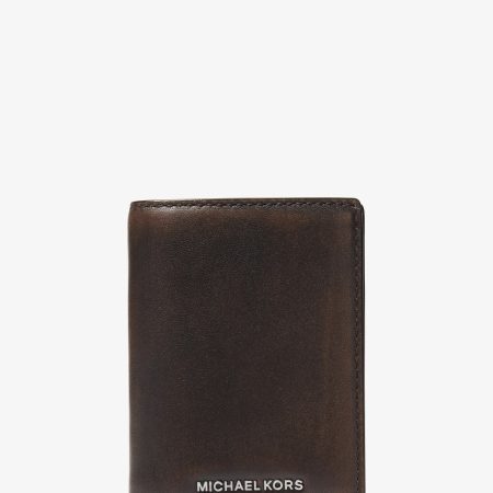Michael Kors Hudson Leather Folio Card Case - Preorder — Chocolate