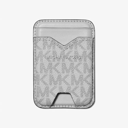 Michael Kors Hudson Signature Logo MagSafe Wallet - Preorder — Nickel